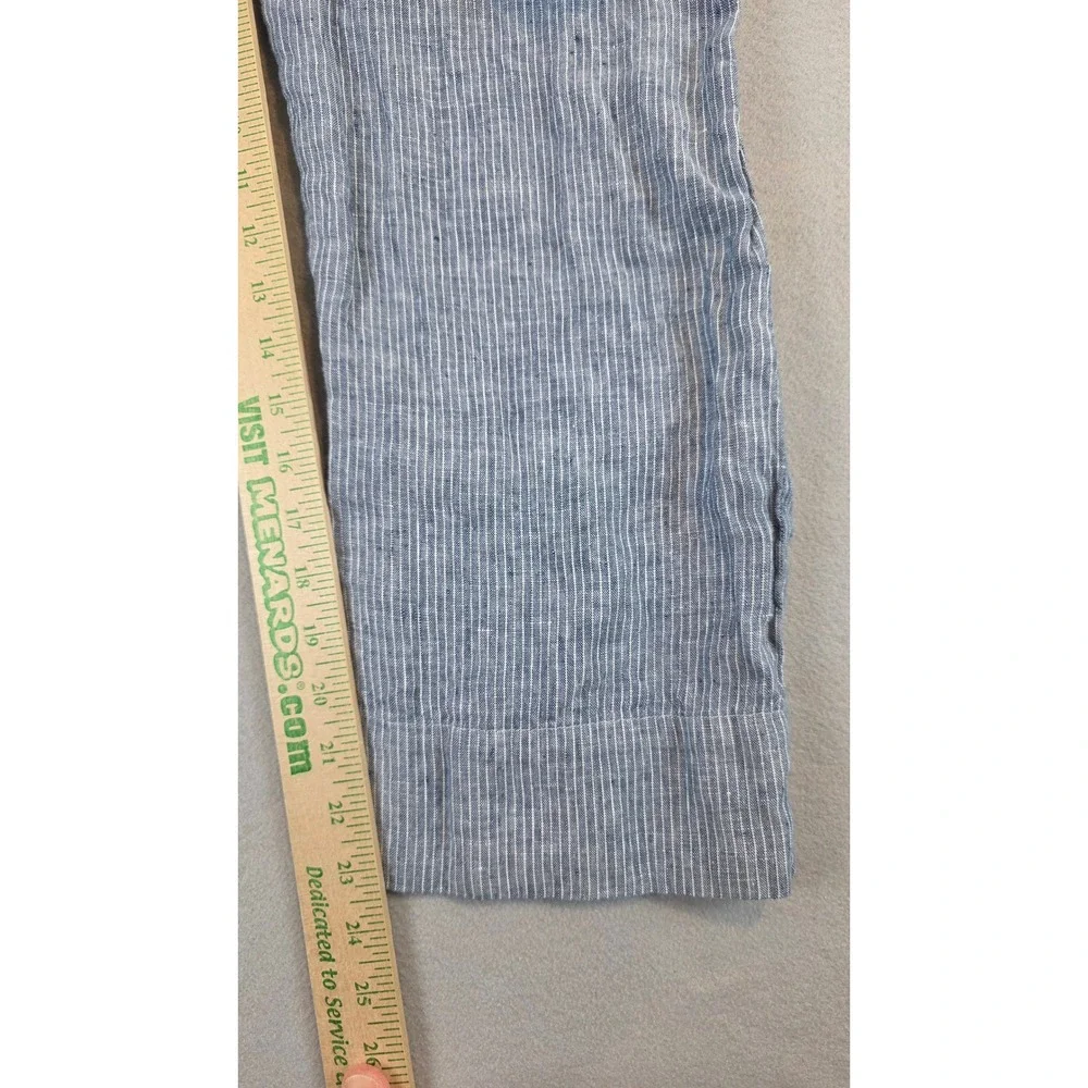 Everlane Womens Blue White Railroad Striped 100% Linen Button Jumpsuit sz 0